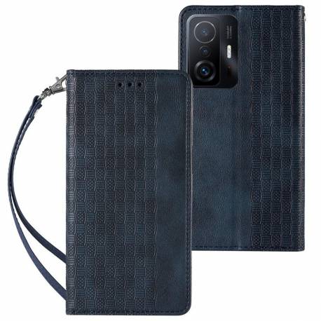 Magnet Strap Case etui do Samsung Galaxy A52 5G pokrowiec portfel + mini smycz zawieszka niebieski