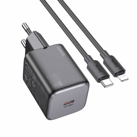 Hoco Ładowarka Sieciowa Typ C + Kabel Typ C Do Lightning Qc Pd 20W N40 Czarna