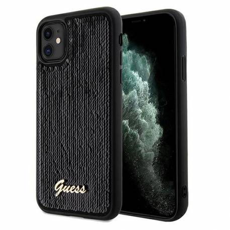 Oryginalne Etui Guess Hardcase Guhcn61Psfdgsk Do Iphone 11 (Sequin Script Metal / Czarny)