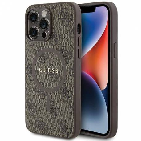 Oryginalne Etui Guess Hardcase Guhmp14Lg4Gfrw Do Iphone 14 Pro (Magsafe / 4G Ring Classic Logo / Brązowy)