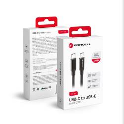 Forcell Kabel Typ C Do Typ C Qc4.0 5A/20V Pd 100W E-Mark / 4K / Thunderbolt / 20Gbit/s C391 1M Czarny