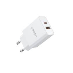 Veger Ładowarka Sieciowa Usb A Qc3.0 + Typ C Pd 30W Vls302U Biała Veger Ładowarka Sieciowa Usb A Qc3.0 + Typ C Pd 30W Vls302U Biała