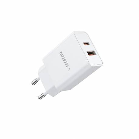 Veger Ładowarka Sieciowa Usb A Qc3.0 + Typ C Pd 30W Vls302U Biała