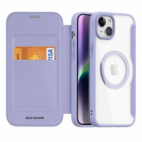 Dux Ducis Skin X Pro - Futerał Z Klapką Kompatybilny Z Magsafe Do Apple Iphone 15 Plus Fioletowy