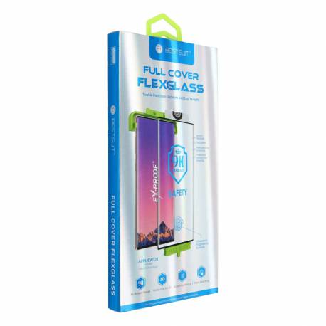 Szkło Hybrydowe Bestsuit Flexible 5D Full Glue Do Samsung Galaxy S24 Ultra Czarny (Hot Bending) - Działający Czytnik