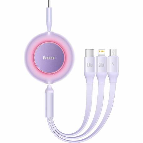 BASEUS kabel Typ C do Micro/Lighting/Typ C 3w1 Bright Mirror 2 Power Delivery 100W 1.1m fioletowy CAMJ010205