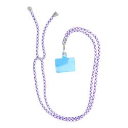 Zawieszka SWING do telefonu z regulacją długości / długość sznura 165cm (max 82,5cm w pętli) / na ramię lub szyję - białofioleto