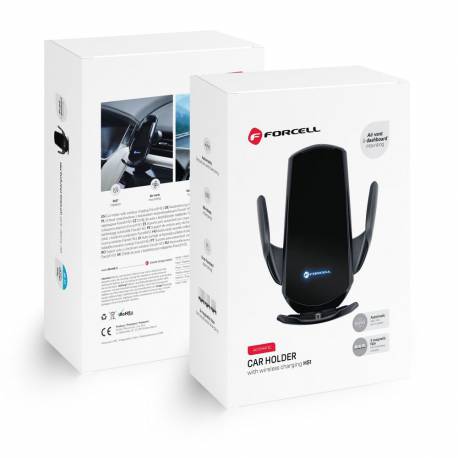 Forcell Uchwyt Z Ładowaniem Indukcyjnym Automatyczny + Adapt. Magnetyczne Hs1 Qi 15W Czarny