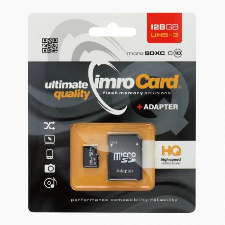 Karta Pamięci IMRO microSD 128GB CLASS 10 UHS-3 100MB/s 4K z adapterem SD