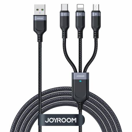 Kabel 3-W-1 Joyroom Multi-Use Series S-1T3018A18 Lightning Usb-C Micro Usb 1.2M - Czarny