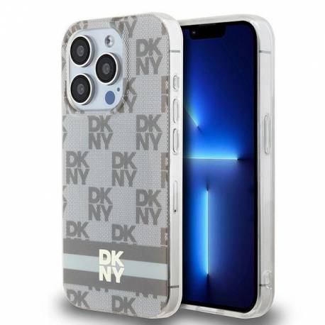 Etui Dkny Iml Checkered Mono Pattern & Printed Stripes Magsafe Na Iphone 15 Pro - Beżowe