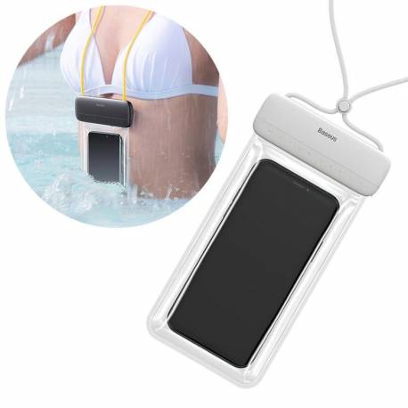 Baseus Uniwersalny Wodoodporny Pokrowiec Etui Na Telefon (Max 7,2'') Na Basen Nad Wodę Ipx8 Biały (Acfsd-D02)