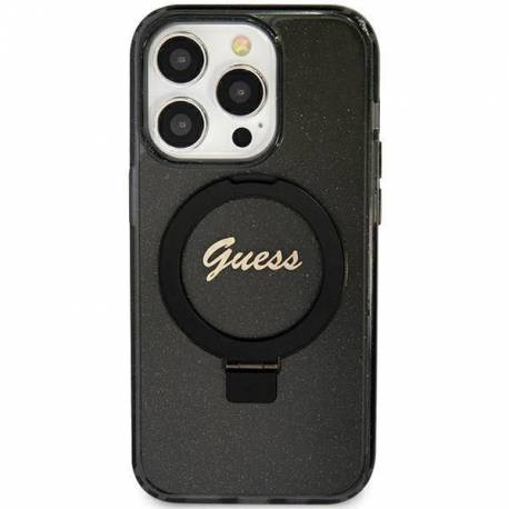 Etui Guess Ring Stand Script Glitter Magsafe Na Iphone 12/12 Pro - Czarne