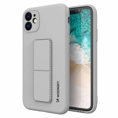 Wozinsky Kickstand Case elastyczne silikonowe etui z podstawką iPhone 12 mini szary