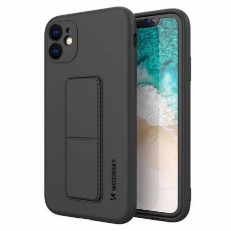 Wozinsky Kickstand Case Silikonowe Etui Z Podstawką Etui Samsung Galaxy A22 4G Czarne