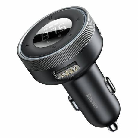 Baseus Enjoy Transmiter Fm Ładowarka Samochodowa Led 2X Usb / 3,5Mm Jack Bezprzewodowy Odtwarzacz Mp3 Bluetooth 5.0 3.4A Czarny 