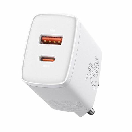 Szybka Ładowarka Sieciowa Usb-A / Usb-C Baseus Compact Ccxj-B02 20W 3A Pd Qc 3.0 - Biała