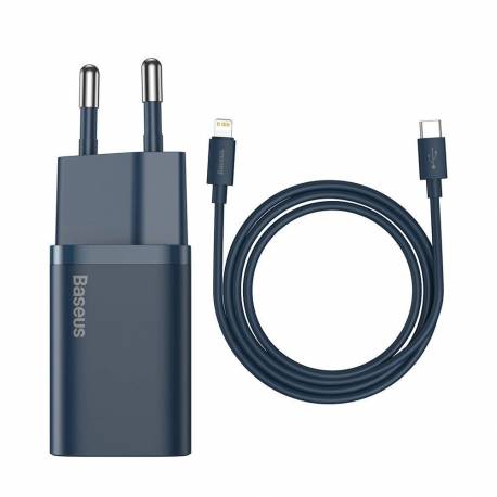 Baseus Super Si 1C Szybka Ładowarka Usb Typ C 20W Power Delivery + Kabel Usb Typ C - Lightning 1M Niebieski (Tzccsup-B03)