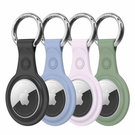 Dux Ducis Zestaw 4X Silikonowe Etui Brelok Zawieszka Case Do Lokalizatora Apple Airtag (4 Kolory: Czarny, Zielony, Różowy, Niebi