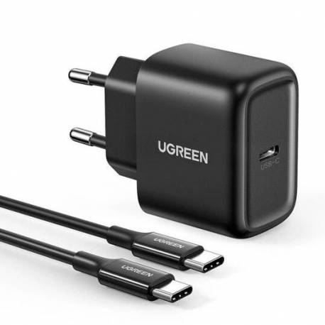 Ugreen Ładowarka Sieciowa Usb Typ C 25W Power Delivery + Kabel Usb Typ C 2M Czarny (50581)