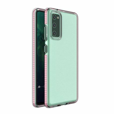 Spring Case Pokrowiec Żelowe Etui Z Kolorową Ramką Do Samsung Galaxy A72 4G Jasnoróżowy
