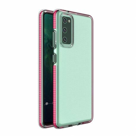 Spring Case Pokrowiec Żelowe Etui Z Kolorową Ramką Do Samsung Galaxy A72 4G Ciemnoróżowy