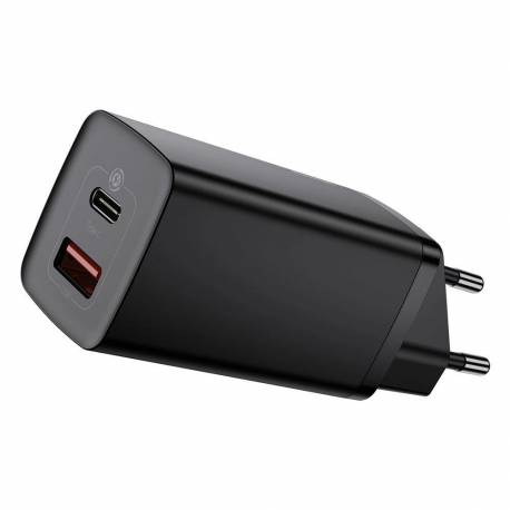 Baseus Gan2 Lite Szybka Ładowarka Sieciowa 65W Usb / Usb Typ C Quick Charge 3.0 Power Delivery (Azotek Galu) Czarny (Ccgan2L-B01