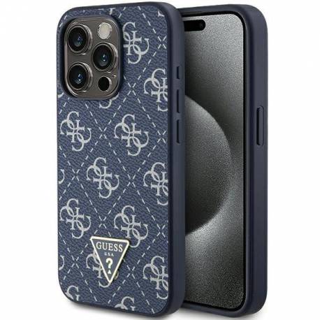 Etui Guess 4G Triangle Metal Logo Na Iphone 15 Pro - Niebieskie