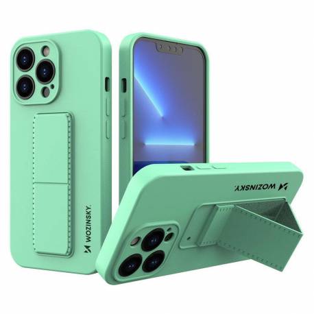 Wozinsky Kickstand Case elastyczne silikonowe etui z podstawką iPhone 13 Pro miętowy