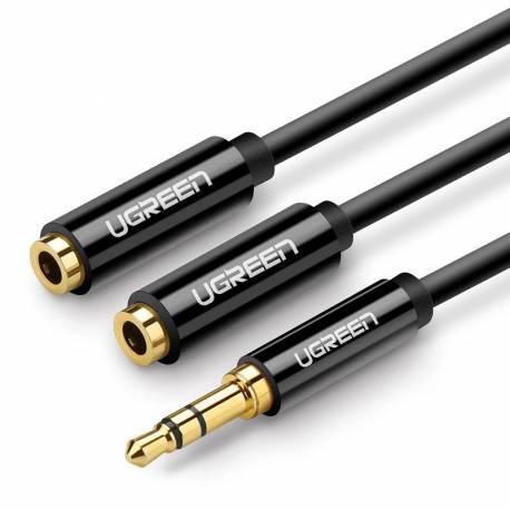 Ugreen Kabel Przewód Rozdzielacz Słuchawkowy 3,5 Mm Mini Jack Aux 25Cm Czarny (20816)