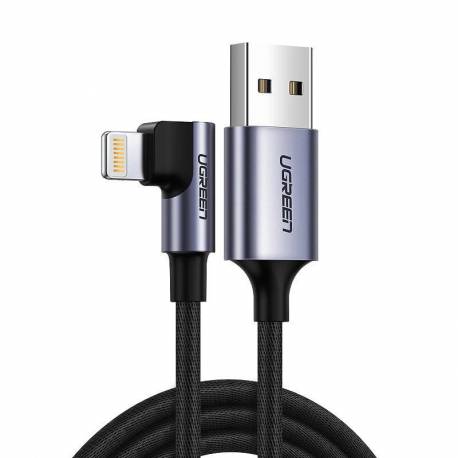 Ugreen Kątowy Kabel Przewód Usb - Lightning Mfi 1M 2,4A Czarny (60521)