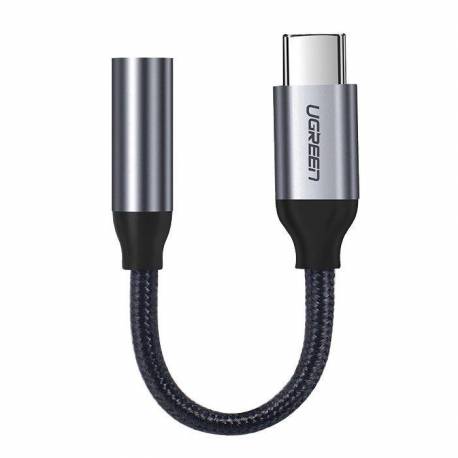 Ugreen Przejściówka Do Słuchawek Z 3,5 Mm Mini Jack Na Usb Typ C 10 Cm Szary (30632)