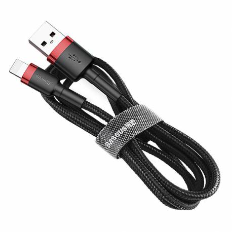 Kabel Baseus Cafule Usb-A / Lightning 2.4A Qc 3.0 0.5 M - Czarno-Czerwony