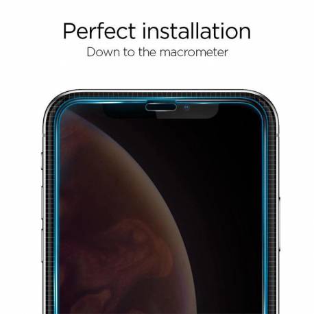 Szkło Hartowane Spigen Glass Fc Z Czarną Ramką Na Iphone X / Xs / 11 Pro