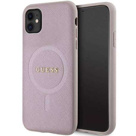 Etui Guess GUHMN61PSAHMCP na iPhone 11 / Xr - różowe Saffiano MagSafe