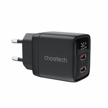 Ładowarka Sieciowa Choetech Pd6051 Usb-C Usb-C Pd 35W Gan Z Wyświetlaczem - Czarna