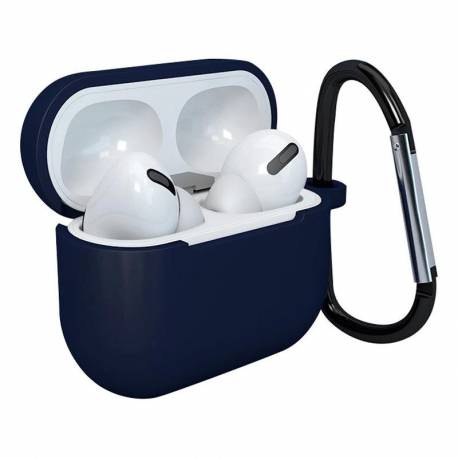 Etui Do Airpods 3 Silikonowy Miękki Pokrowiec Na Słuchawki + Brelok Karabińczyk Zawieszka Ciemnoniebieski (Case D)