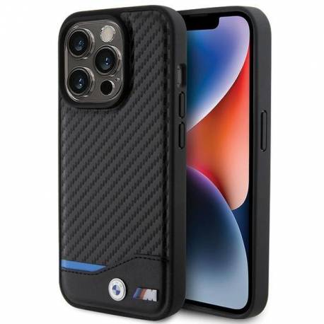Etui Bmw Leather Carbon Na Iphone 15 Pro - Czarne