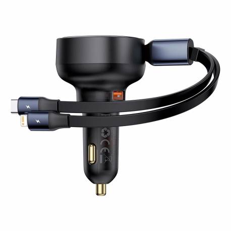 Ładowarka Samochodowa Baseus Enjoyment Usb-A Z Kablem Usb-C / Lightning 60W - Czarny
