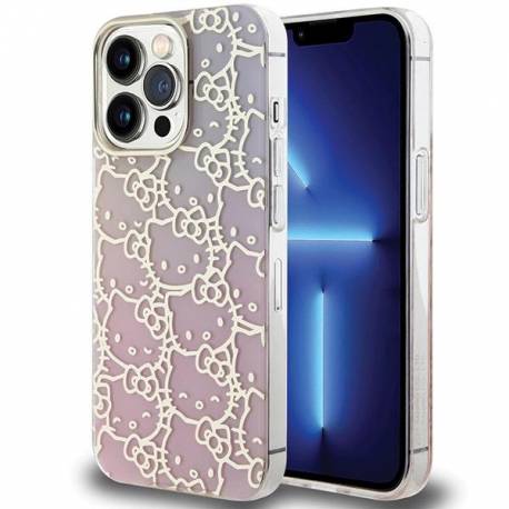 Etui Hello Kitty Iml Gradient Electrop Crowded Kitty Head Na Iphone 14 Pro Max - Różowe
