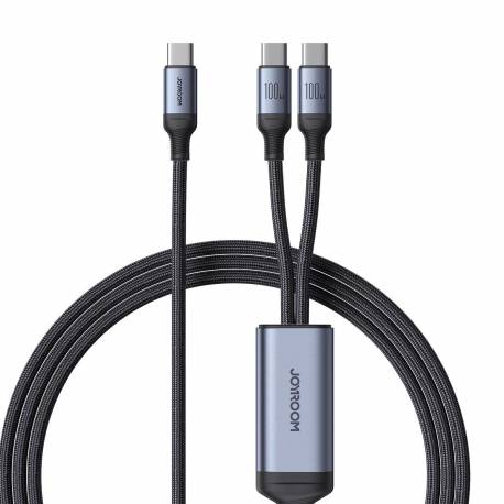 Kabel 2 W 1 Joyroom Speedy Series Sa21-1T2 Usb-C - Usb-C / Usb-C 1.5M Czarny