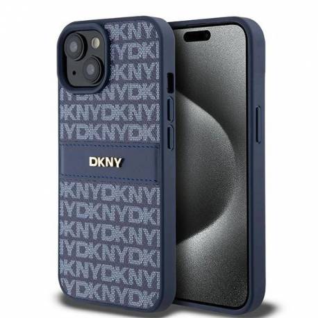 Etui Dkny Leather Mono Stripe & Metal Logo Na Iphone 15 / 14 / 13 - Niebieskie
