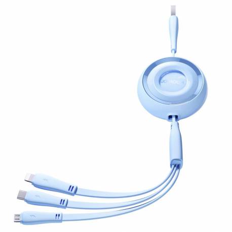 Kabel Zwijany 3W1 Joyroom S-A40 Colorful Series Usb-A Do Usb-C / Lightning / Microusb 1M - Niebieski