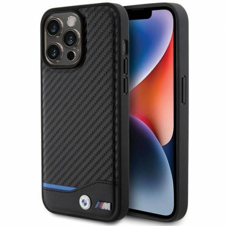 Etui Bmw Leather Carbon Na Iphone 15 Pro Max - Czarne