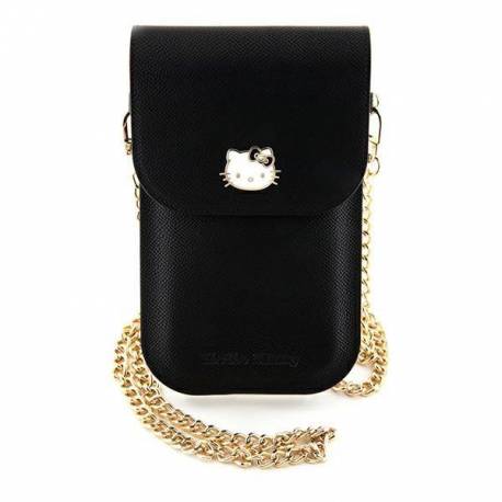 Torebka Hello Kitty Leather Metal Logo Chain - Czarna