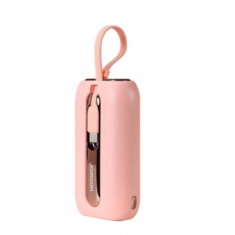 Joyroom powerbank 10000mAh Colorful Series 22.5W z 2 wbudowanymi kablami USB C i Lightning różowy (JR-L012)