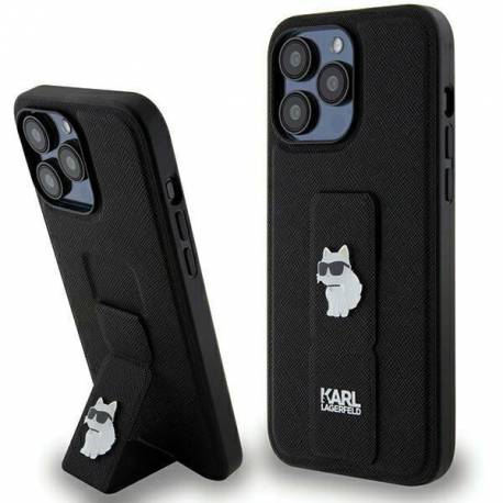 Etui Karl Lagerfeld Gripstand Saffiano Choupette Pins Na Iphone 13 Pro Max - Czarne