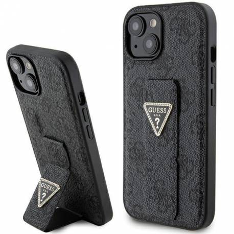 Etui Guess Grip Stand 4G Triangle Strass Na Iphone 15 - Czarne