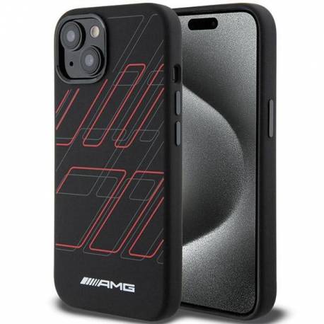 Etui Amg Silicone Large Rhombuses Pattern Magsafe Na Iphone 15 Plus / 14 Plus - Czarne