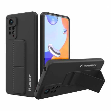 Wozinsky Kickstand Case elastyczne silikonowe etui z podstawką Xiaomi Poco X4 Pro 5G czarny